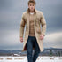 Elegant Men's Woolen Coat with Lapel Pockets - Single Breasted Long Sleeve Jacket Perfect for Autumn and Winter Casual Wear
